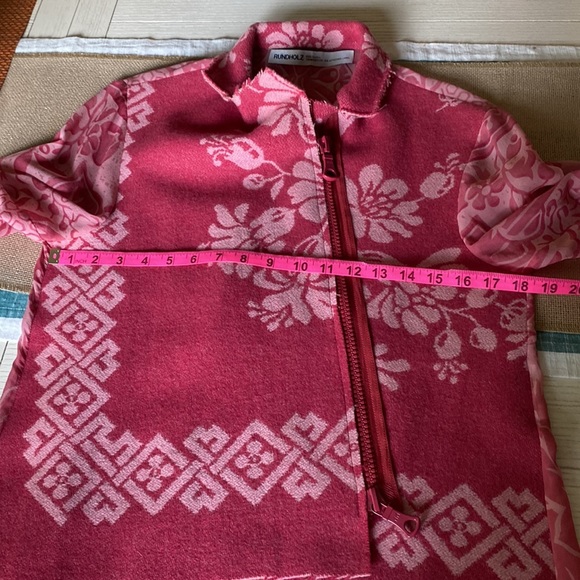 Rundholz asymmetric silk and wool zip up jacket pink size small - Picture 6 of 7